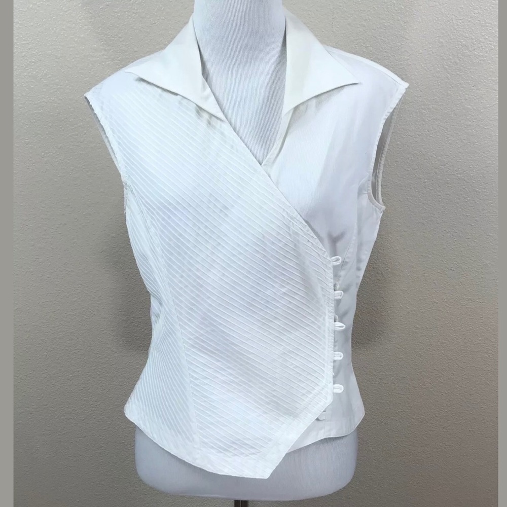 💐Anne Fontaine Paris White M Top Wrap Sleeveless